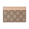Gucci GG Marmont Logo Print Snap Closure Canvas And Leather Trim Card Holder Wallet Women wallet Beige Ebony 790067-AADQE-5741