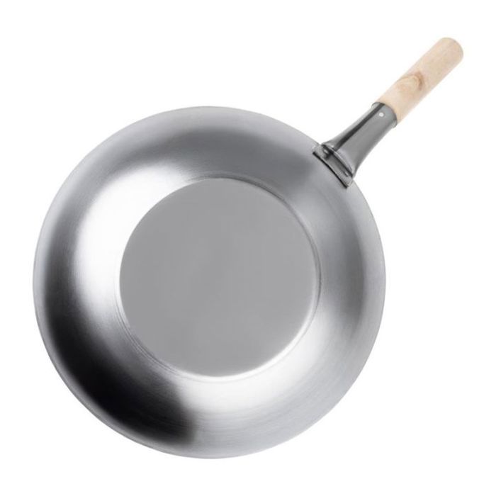 Wok fond plat en acier doux 36 cm - vogue