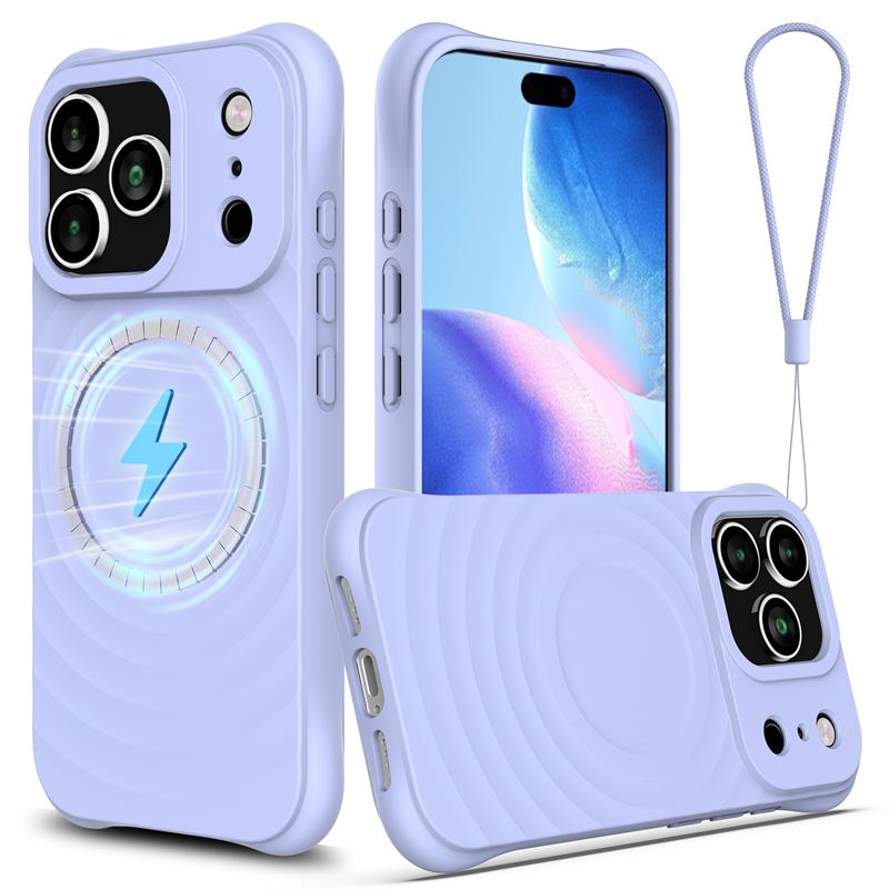 For iPhone 17 Pro Max,17 Air Case Magnetic Soft TPU Liquid Silicone Strap Cover With Microfiber Lining for iPhone17