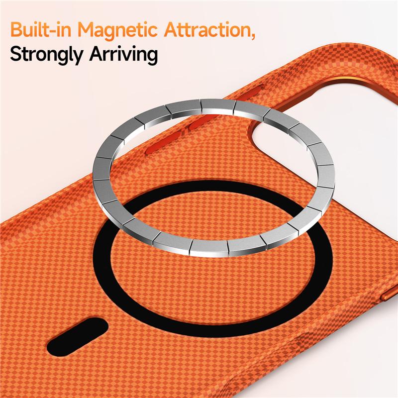 Plaid Texture Metal Lens For Magsafe Case For iPhone 17Pro 16Pro 17 17Pro Max Ultrathin Matte Shockproof Hard PC Cover