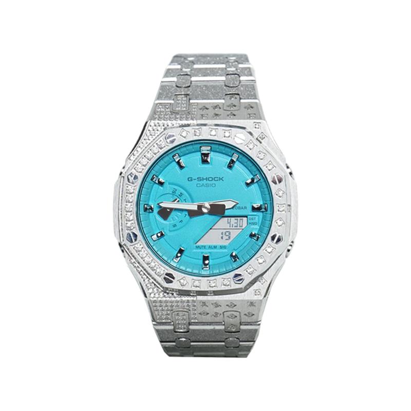 CASIO Customized watch modified series Tiffany blue Quartz Steel Strap same style for men and women blue dial