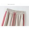 Осенние спортивные широкие брюки в полоску, женские свободные прямые брюки с высокой талией, повседневные шикарные спортивные брюки со шнурком