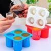 4-Cup Ice Cube Shot Shape Silicion Shooters Glass Freeze Mold Maker Tray Party Random Color