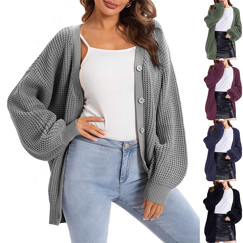 Fashion Autumn and Winter New Women's Knit Sweater Sweater Single-breasted Loose Sweater Cardigan Jacket