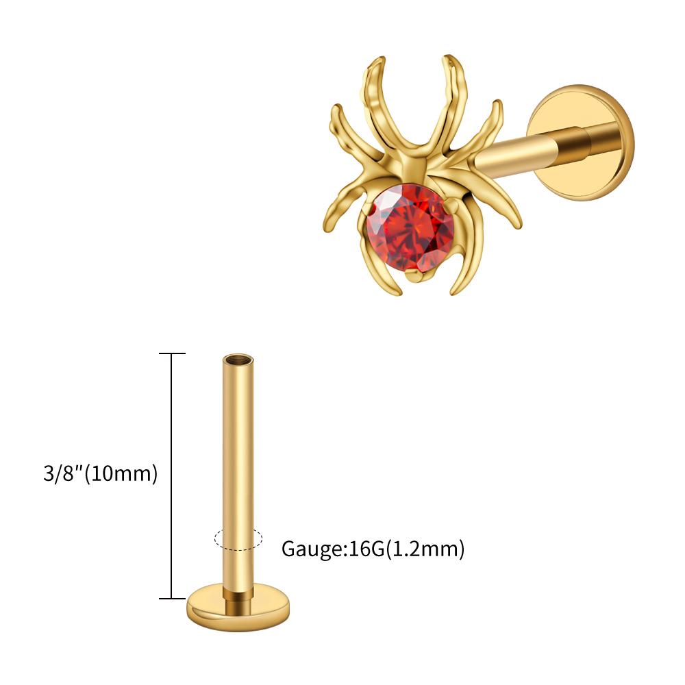 Right Grand ASTM F136 Titanium 16G CZ Spider Cartilage Earring Animal Spider Helix Tragus Lobe Stud Halloween Piercing Jewelry