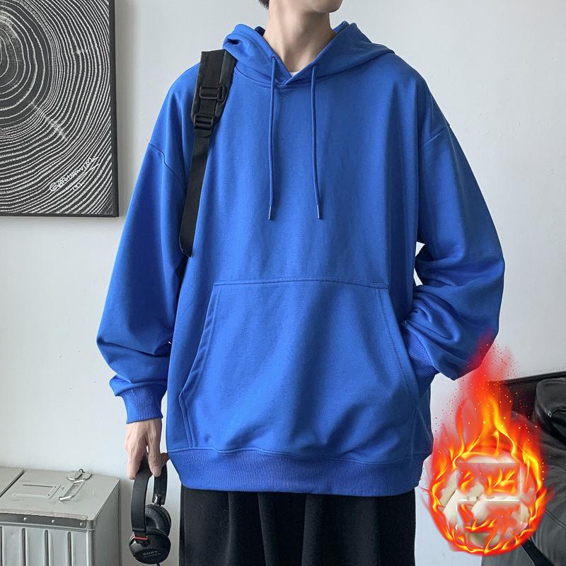 Весна Осень Повседневная толстовка с капюшоном Удобная толстовка с капюшоном Мужская свободная толстовка с однотонным пуловером Молодежная спортивная толстовка