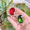 Gold Color Large Crystal Brooch Women's Robe Headscarf Lapel Pin Wedding Jewelry