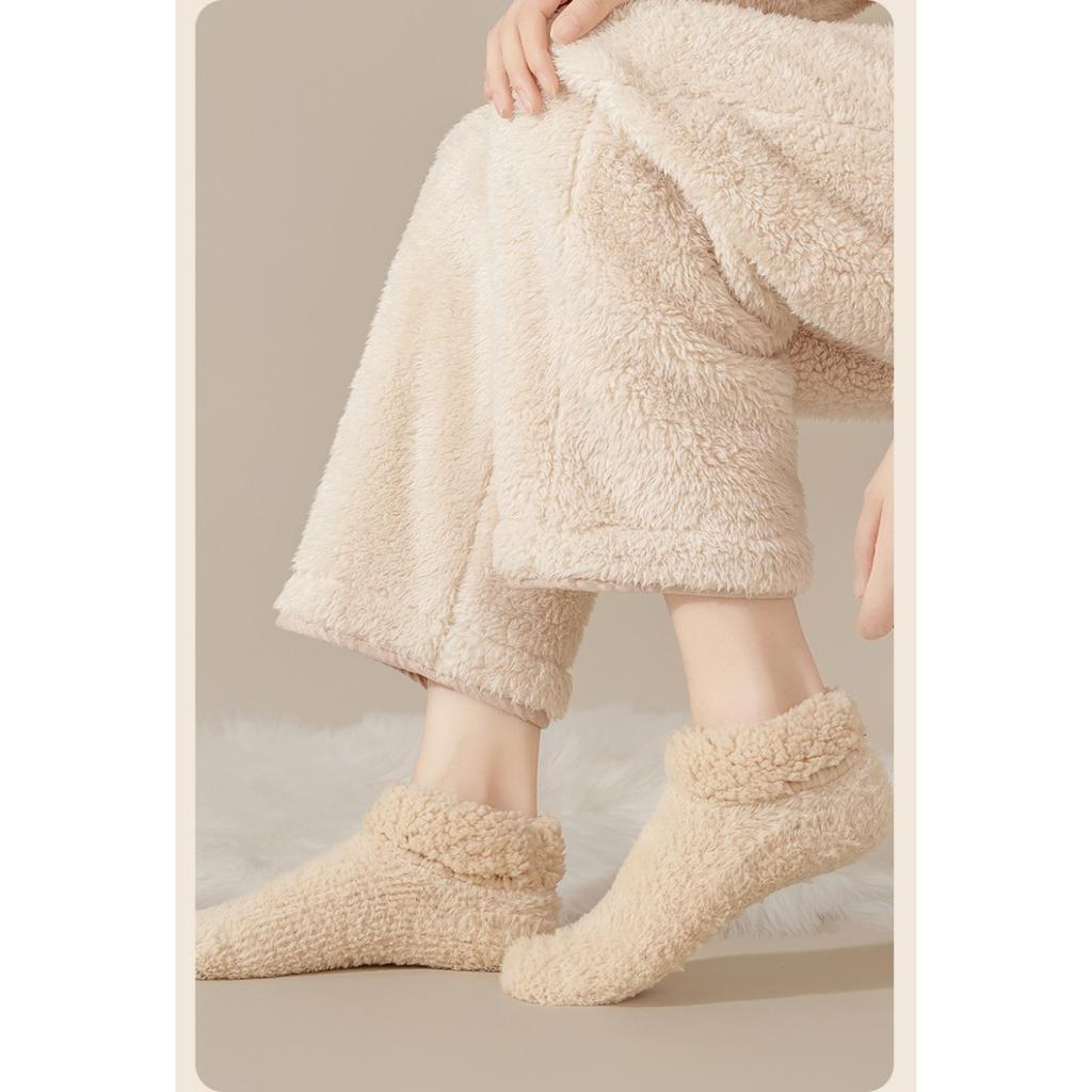 5-1 пара зимних носков-мешков из кораллового флиса и женских носков, плюшевые теплые домашние носки для пола, из овечьей шерсти и утолщенные домашние носки