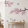 Cherry Blossom Wall Art Decals Bird Branch Floral Wall Stickers for Living Room Girls Bedroom Nursery Wall Decor