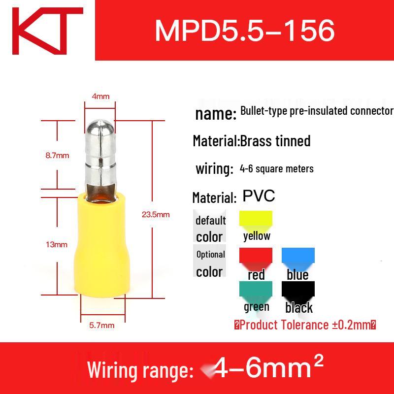 KT KST MPD1.25 Обжимной наконечник-гильза, штыревой, предварительно изолированный, пулевидный