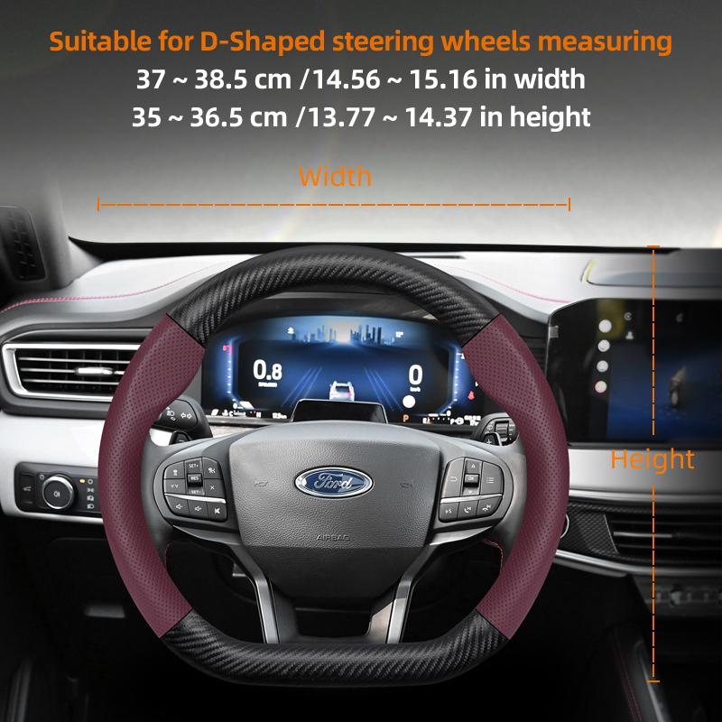 Fypaj3 Подходит для Ford Дышащие отверстия Кожа Матовая Текстура Углеродного волокна Чехол на рулевое колесо Подходит для Focus Mk2 Mk3 Fiesta Mk7 Transit Custom