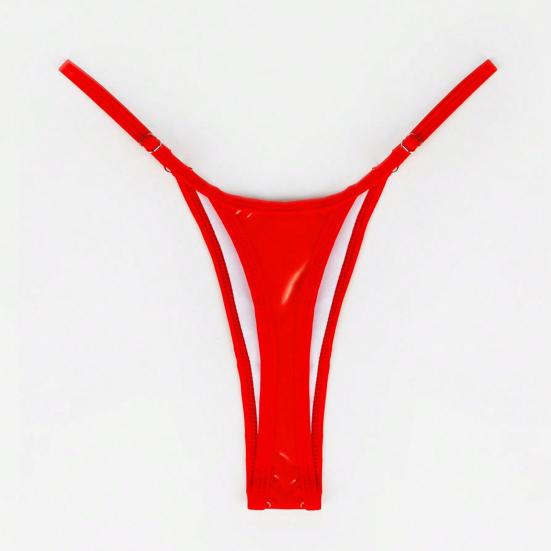 Женские стринги, глянцевые, треугольной формы, однотонные, эластичные, мягкие, средней длины, с регулируемым ремешком