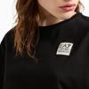 Emporio Armani EA7 Весна/Лето 2024 Футболка с коротким рукавом и круглым вырезом с аппликацией в виде буквенного логотипа Женские топы Черный 6DTT28-TJLOZ-1200