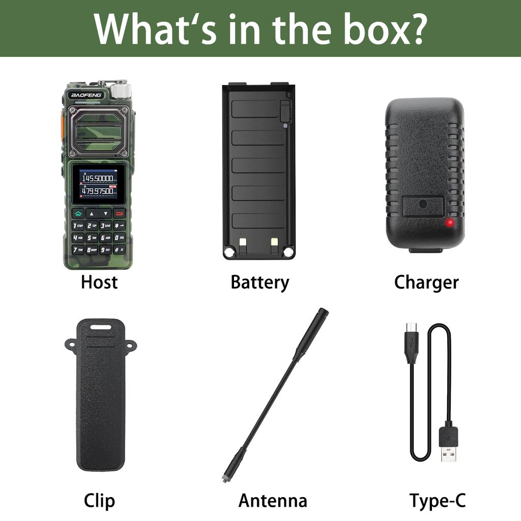 Baofeng UV-25 Walkie Talkie Wireless Copy Frequency Multi Band UHF VHF Air Band 999CH NOAA Type-C Charger AM Ham Two Way Radio