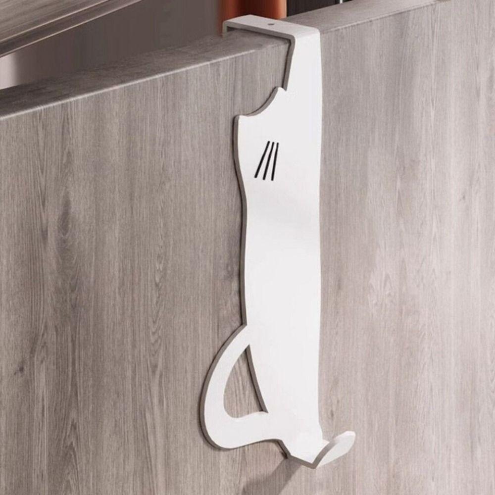 Iron Hanging Coat Storage Hanger Silver Door Back Hook Creative Cat Storage Hook