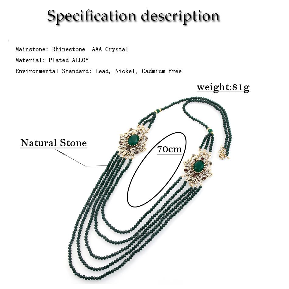Винтажные ювелирные изделия из Алжира, Марокко, многослойная цепочка из бусин, ожерелье для женщин, натуральный камень, турецкая свадебная бижутерия для невесты