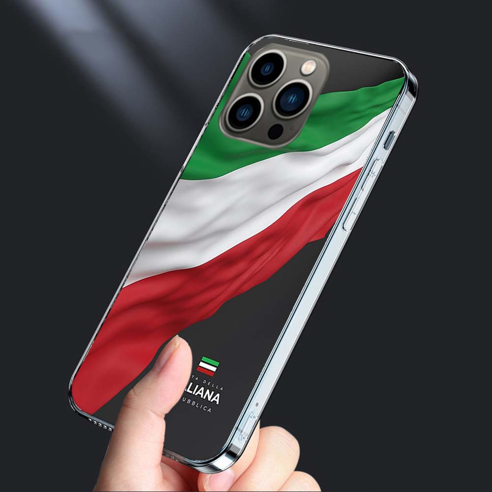 Чехол для телефона с флагом Италии для iPhone 16E 15 Pro 14 Plus 17E 16 17 Pro Max Air 11 12 13 Mini Ударопрочный Capa Милый Чехол TPU Прозрачный