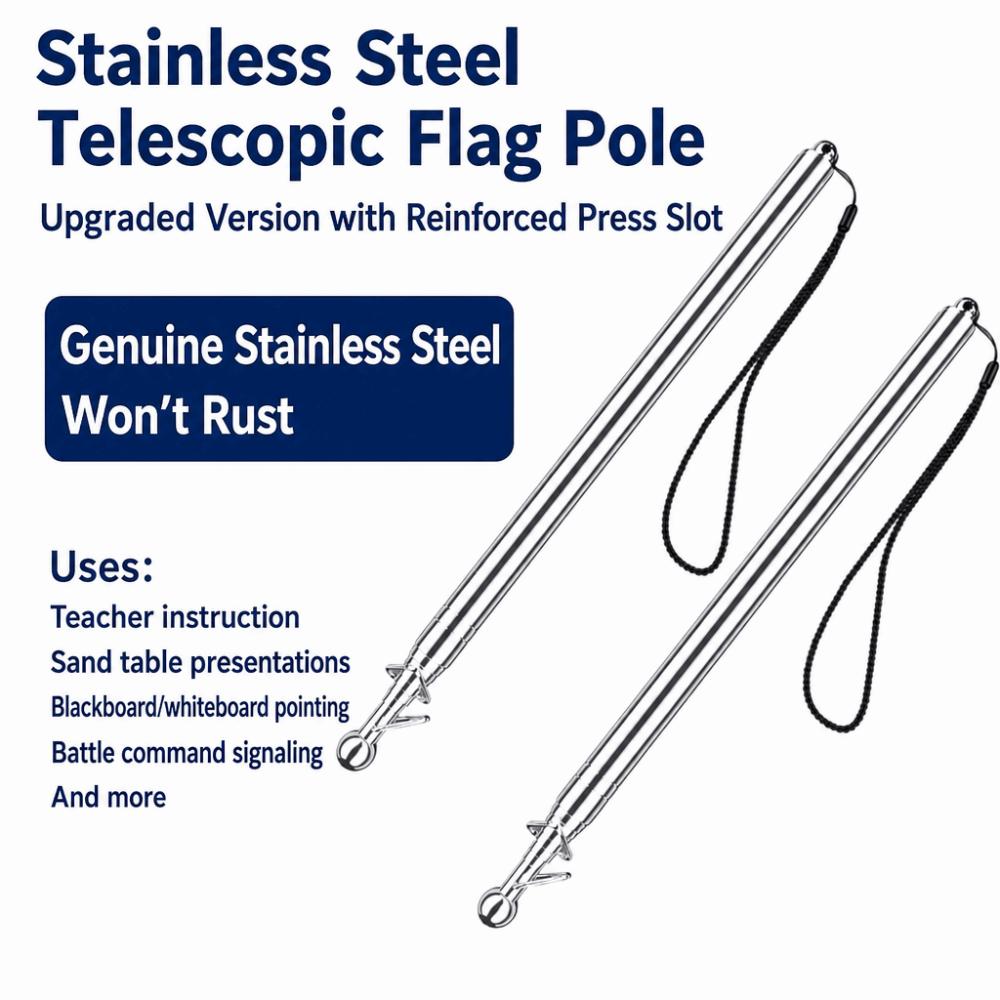 Extendable Telescopic Flagpole 1/1.2/1.6/2.0/3.0m Handheld Flag Pole School Office Supplies