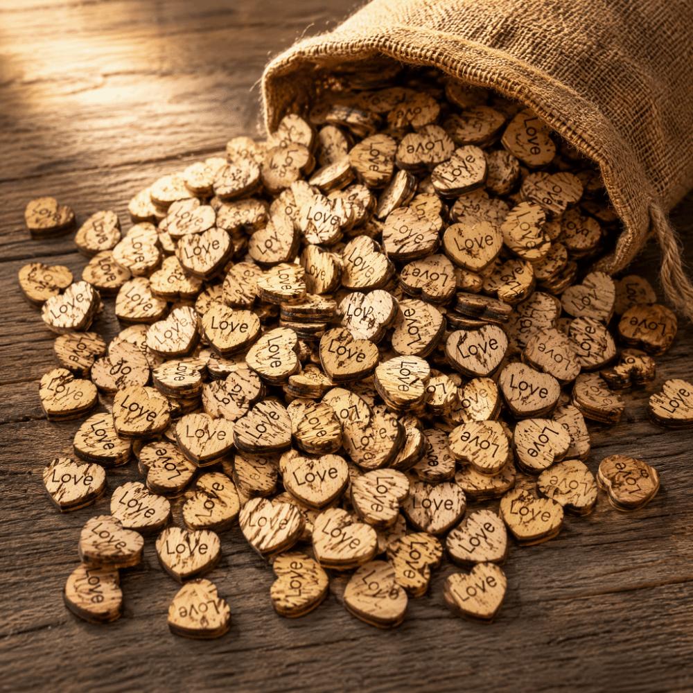 1000pcs DIY Craft Wooden Heart Confetti Natural Wood Wooden Heart Decoration For Party Supplies