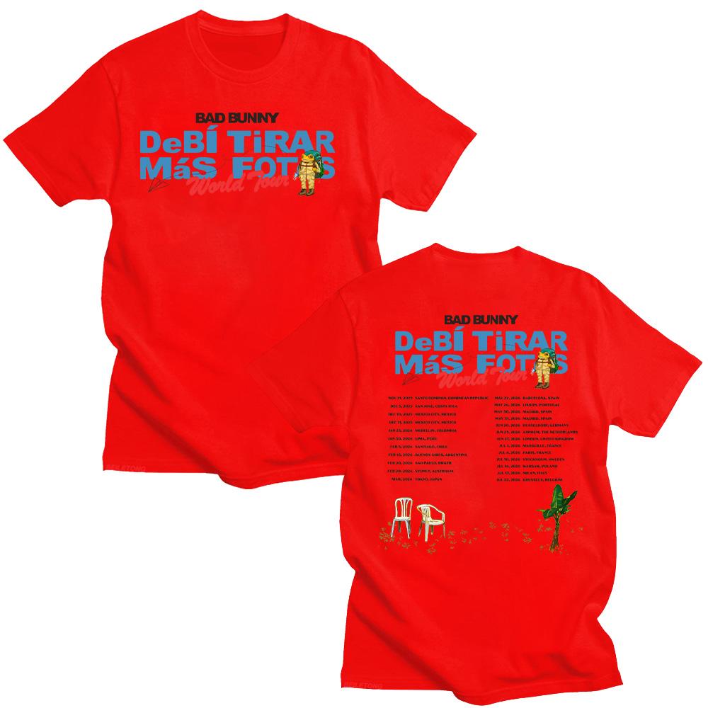 Bad Bunny DeBí TiRAR MáS FOToS World Tour Tshirt Cotton Short Sleeve Tshirts Unisex Streetwear Bad Bunny Merch Tees New Clothes