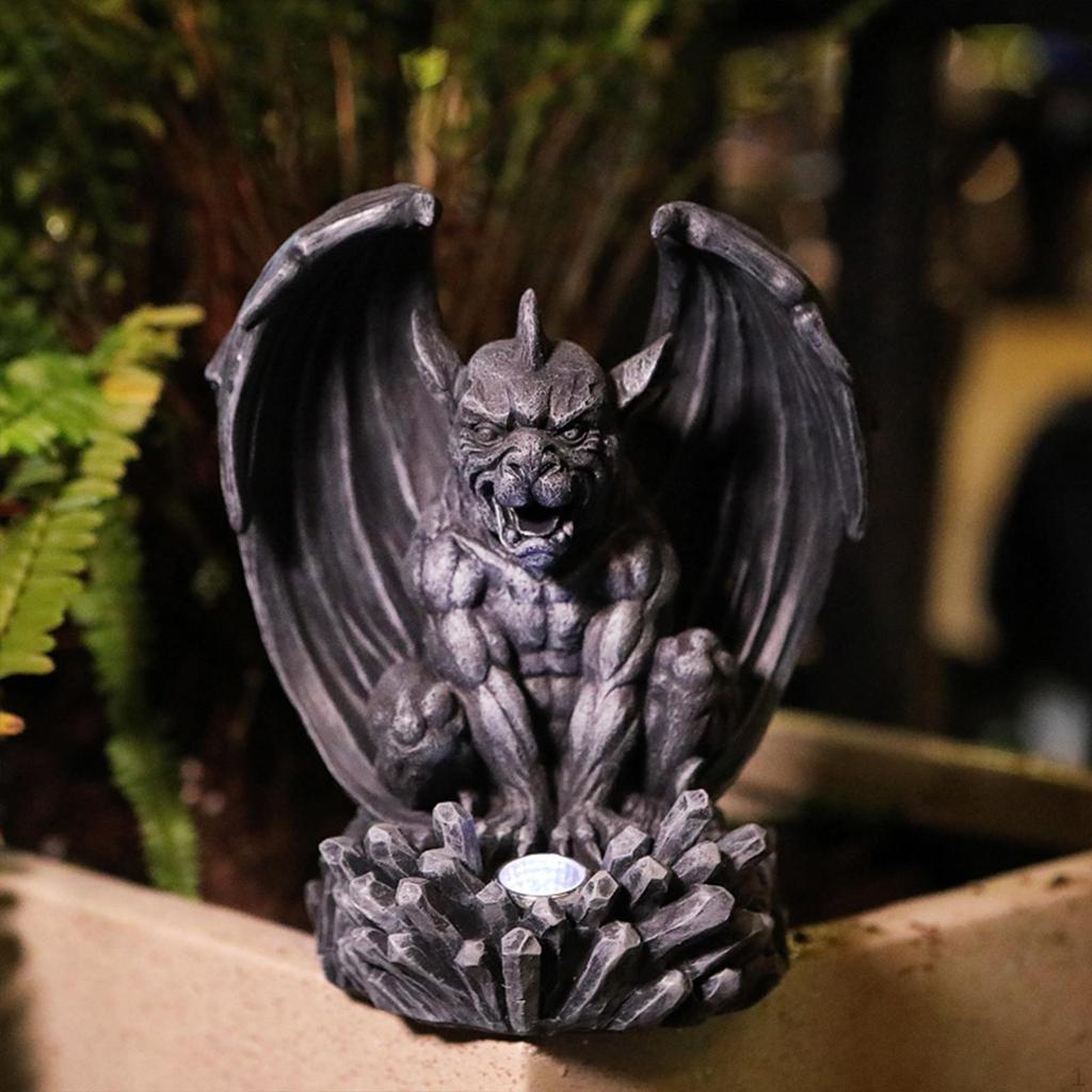 Садовая статуя с солнечным светом, скульптура горгульи, готическое всепогодное украшение, освещение для заднего двора