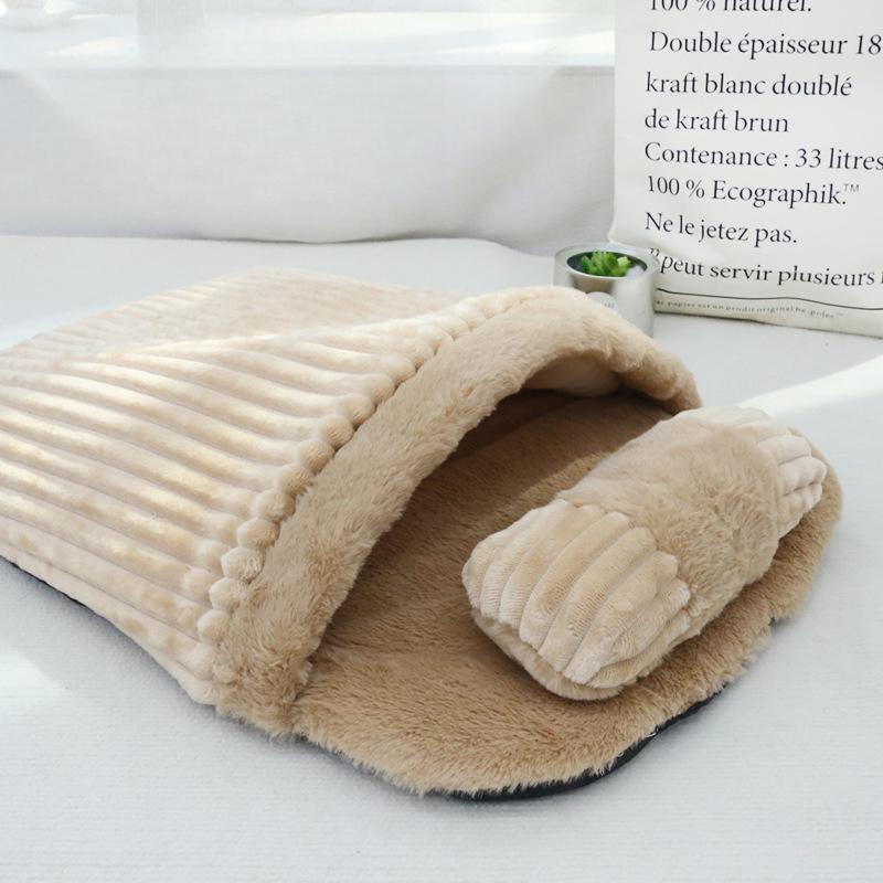 Спальный мешок для питомца с бархатным теплым кошачьим одеялом, одеялом для собаки, одеялом для котенка, отверстием для головы, отверстием для ребенка, съемной подушкой, полузакрытое гнездо зимой