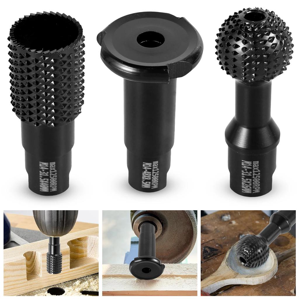 3Pcs Sphere Rotary Burr Wood Carving Burrs for Carving Grinding Polishing Engraving Ball Grinding Head Woodworking Tool M14