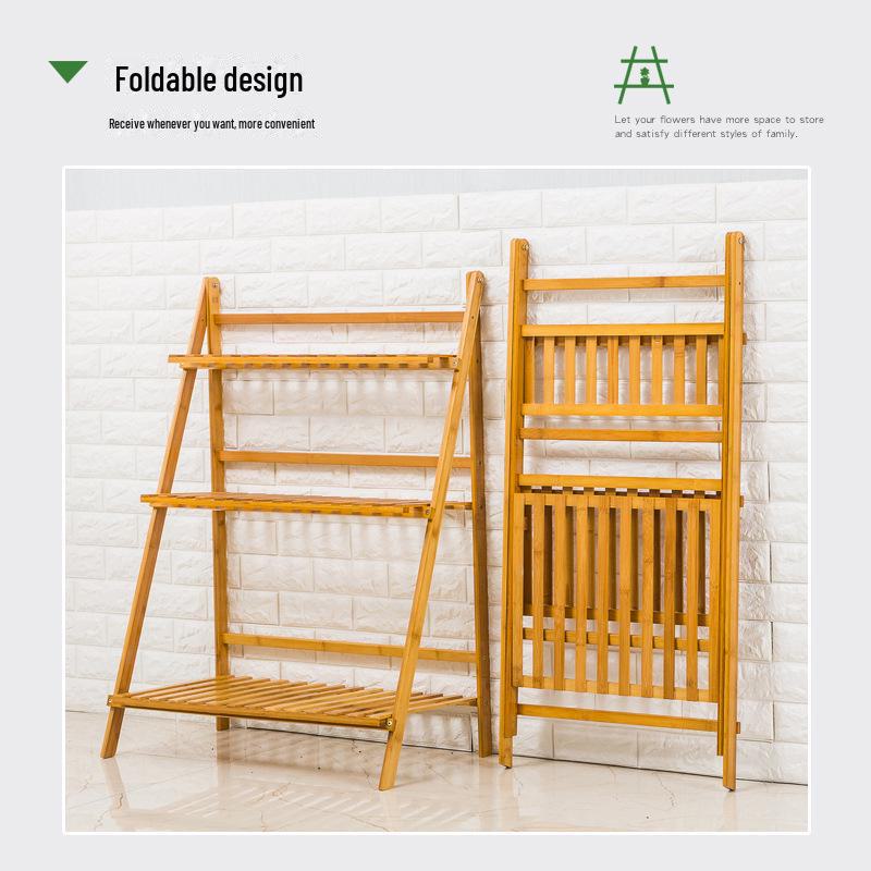 Складная многослойная подставка для цветов из бамбука: Внутренние и наружные экспозиции суккулентов и растений