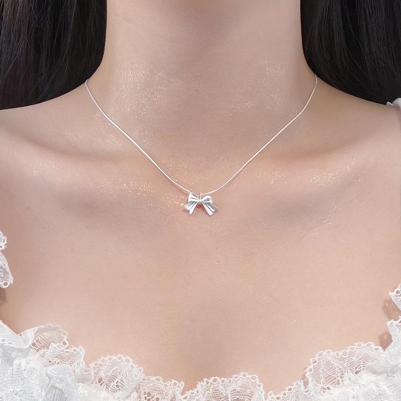 Милое женское ожерелье-бантик, минималистичный и минималистичный дизайн, нежное и свежее украшение на шею