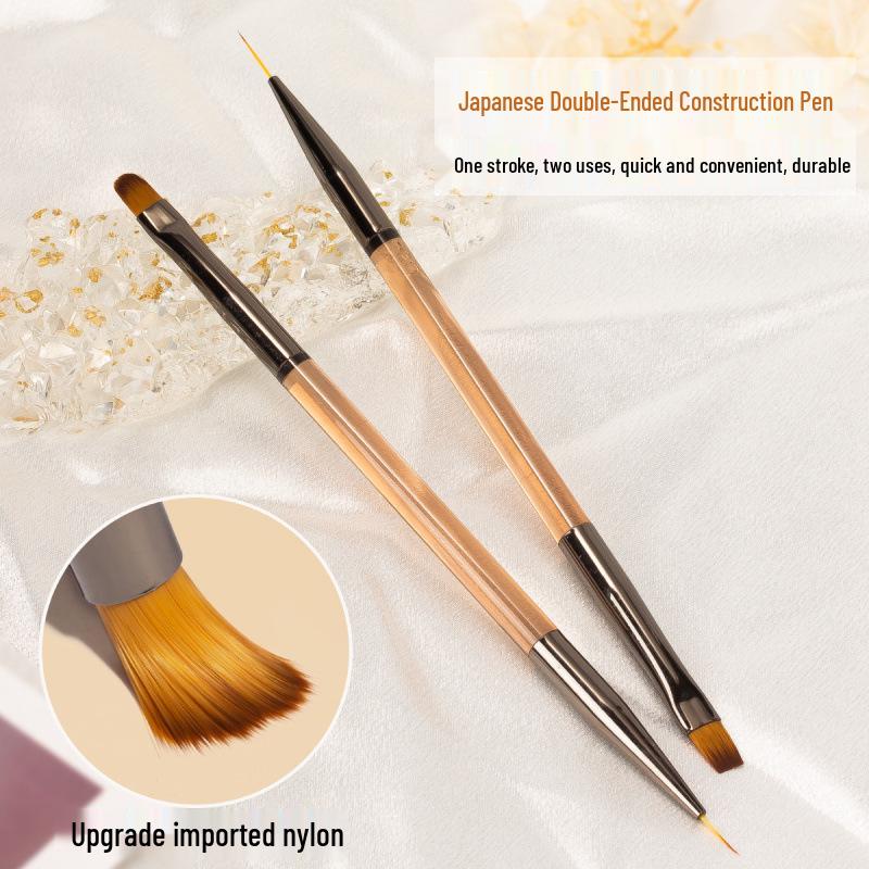 Japanese Dual-Ended Gel Pen for Nail Art: Light-Curing Brush for Painting, Outlining, and Stripping with Round & Flat Head