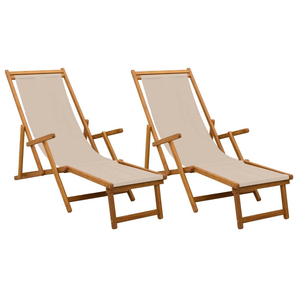 Foldable Sun Lounger 2 pcs 3 Position Solid Eucalyptus Wood