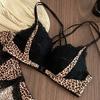 Leopard Print Front Button Bra Women's Beautiful Back Bra Women's Gathering and Adjustment Type Breast Collection Breathable Lace Bra