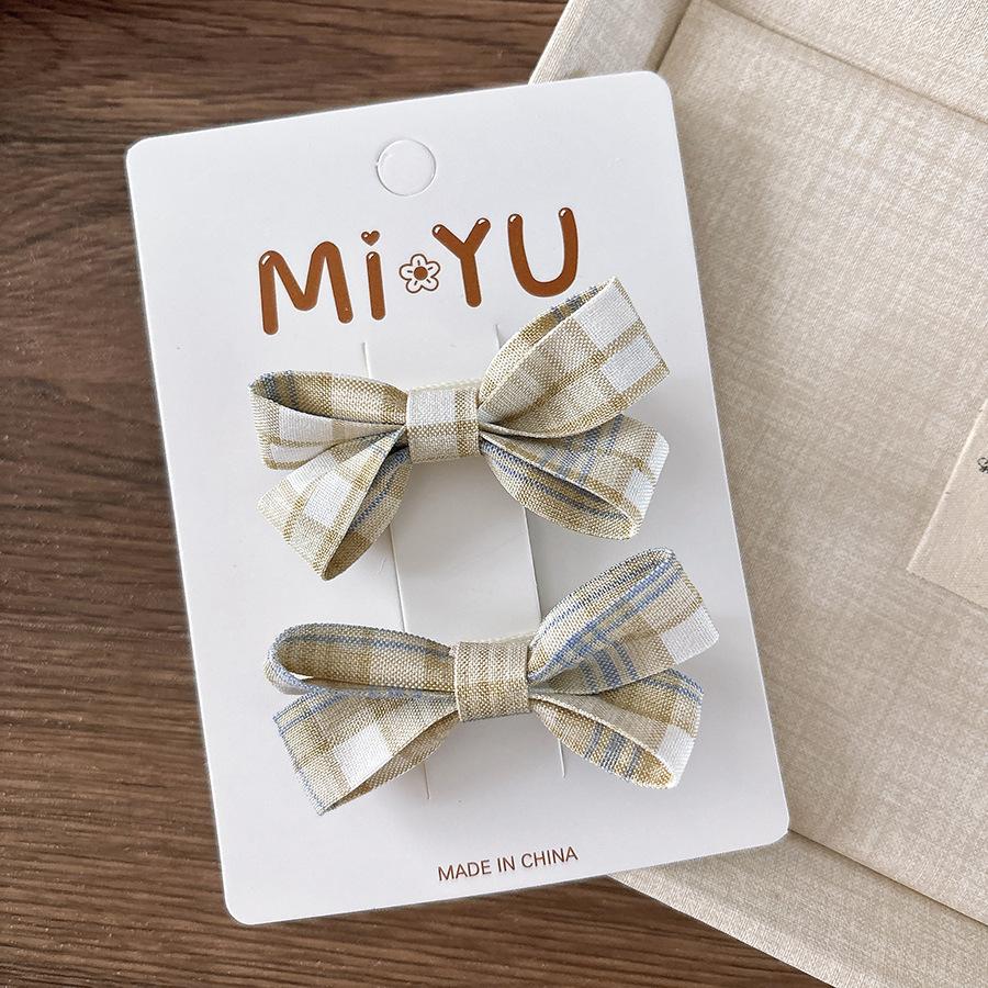 2 шт./компл. Милая клетчатая детская заколка для волос для девочки, корейская мода, ретро, милый бант, детская заколка для волос, кавайные аксессуары для волос, головной убор