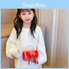 Red Delightful Cute Bowknot Childrens Handbag With Trendy Chain And Pearl Handle