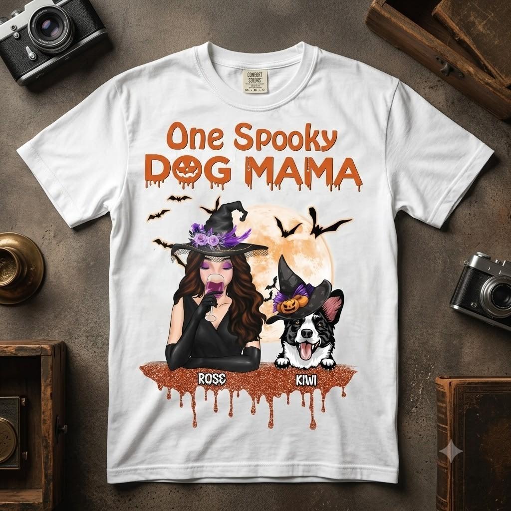One Spooky Dog Mama Halloween Comfort Colors Shirt Dog Lover Gift Tee