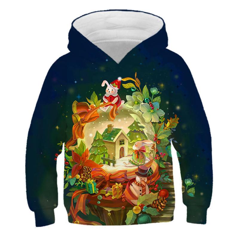 5-14 Years Boys Hoodies Girls Pullover Autumn 3D Snowman Print Teenagers Christmas Halloween Gift New Children Sweatshirt Coat