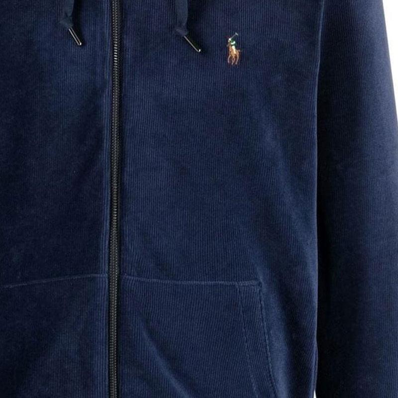 Polo Ralph Lauren Ss23 Solid Color Logo Embroidered Zip-Up Hoodie Men Hoodies Navy-Blue 710877154-005