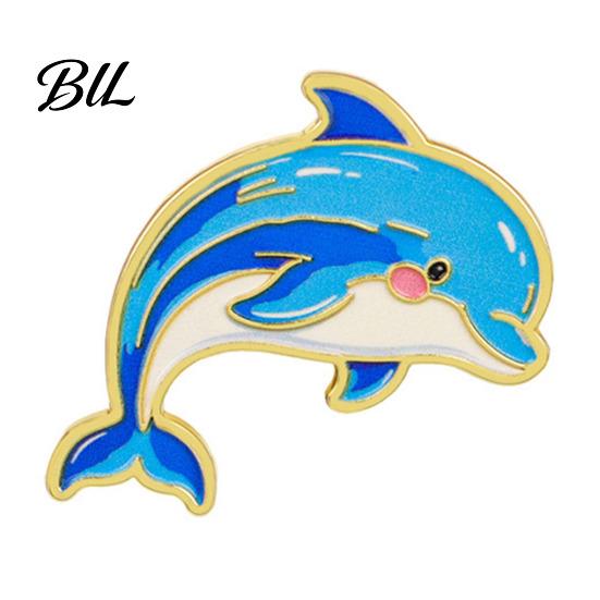 Daily Wear Pin Cartoon Sea Animal Metal Brooch, Dolphin Whale Seahorse Octopus Enamel Badge Pin, Hats Bags Scarves Clothes Decorative Accessory