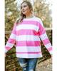 Azura Exchange Pink Striped Side Slit Plus Size Sweatshirt
