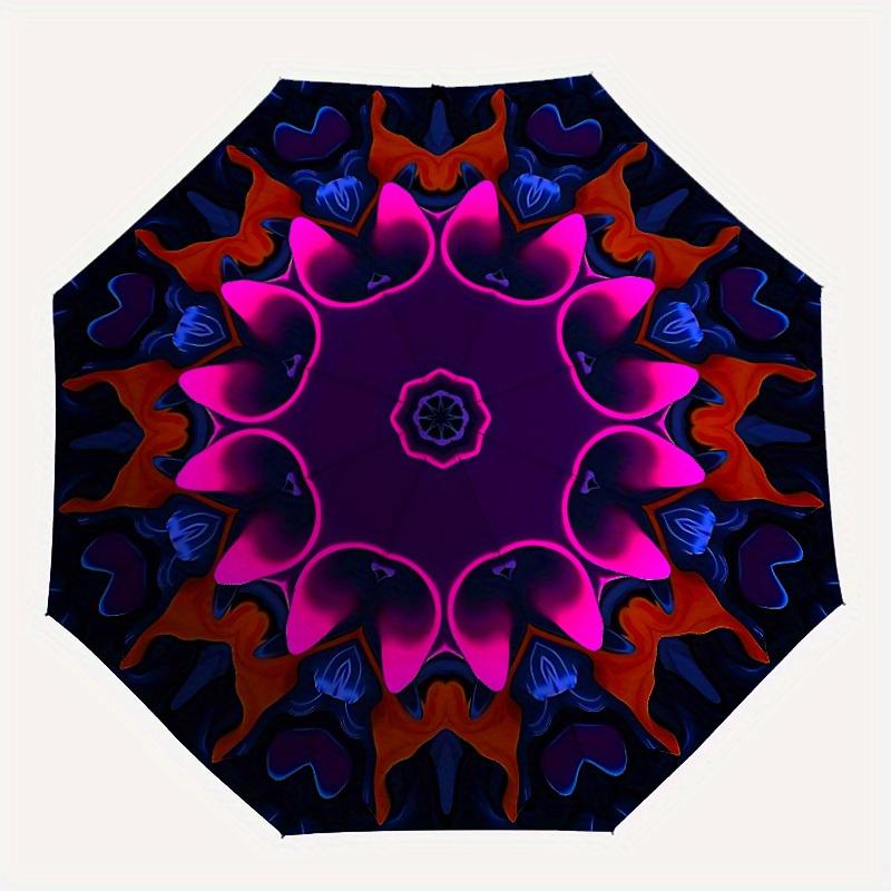 1pc Symmetrical Pattern ArtAutomatic Folding Umbrella, Portable & Foldable Design with 8 Ribs, Casual Outdoor Accessory yy250804277