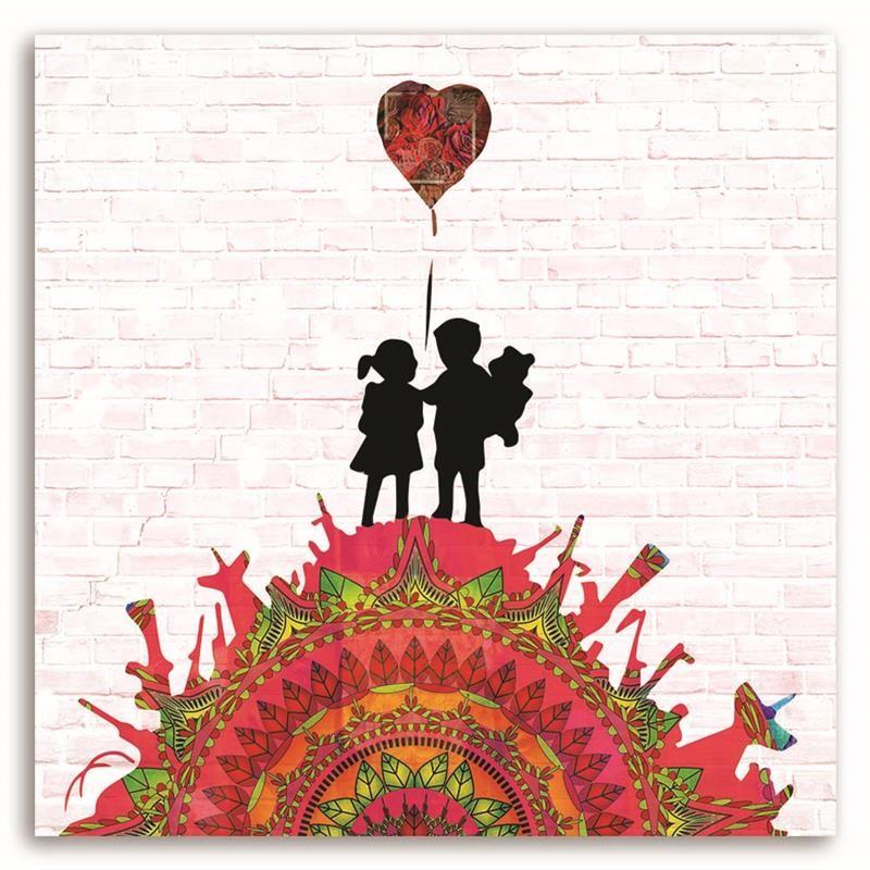 Canvas print, Banksy mural - children on a hill of guns