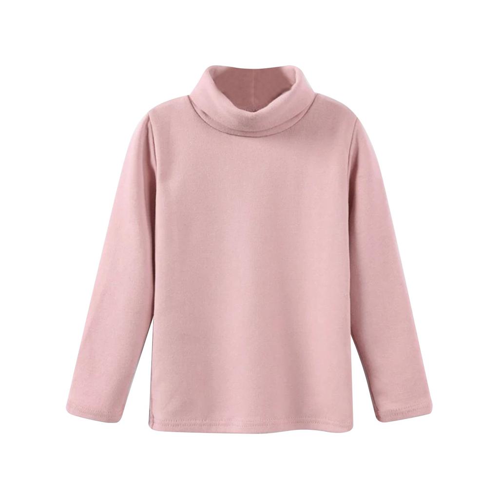 Girls Cute Tops Spring High Neck Solid Long Sleeve Round Neck Top Party Birthday School Sweaters