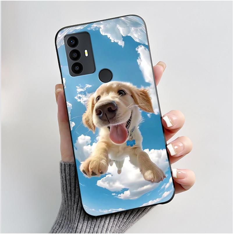 Anti-scratch Casing For TCL 30 SE/TCL 30E/TCL 306/TCL 305 Cover Soft Silicone Black Shell Golden Butterflie And Flower Pattern