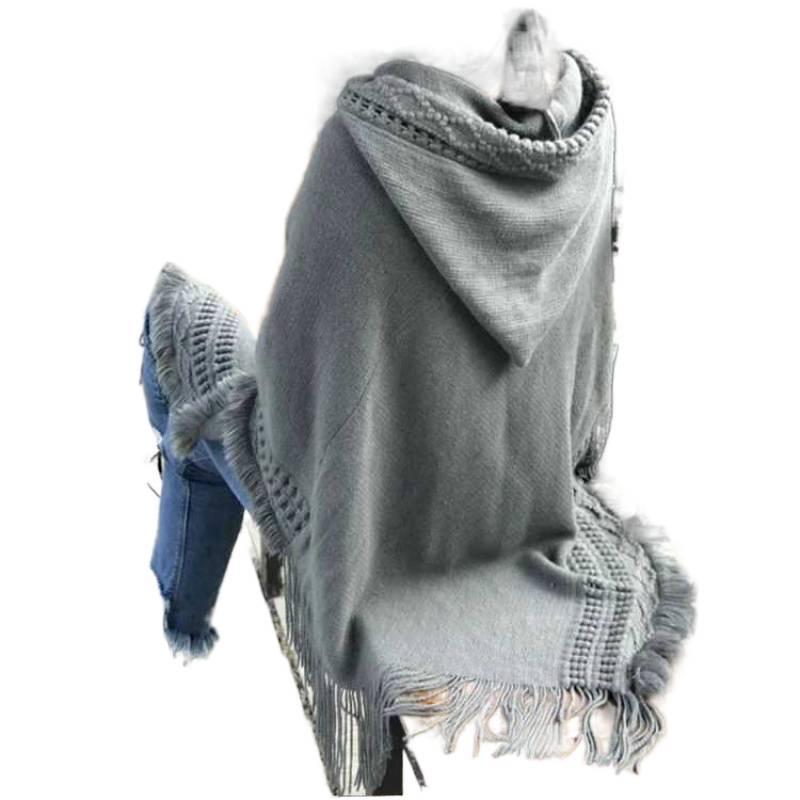 SHANGY2023 Однотонный женский модный шаль-накидка с капюшоном