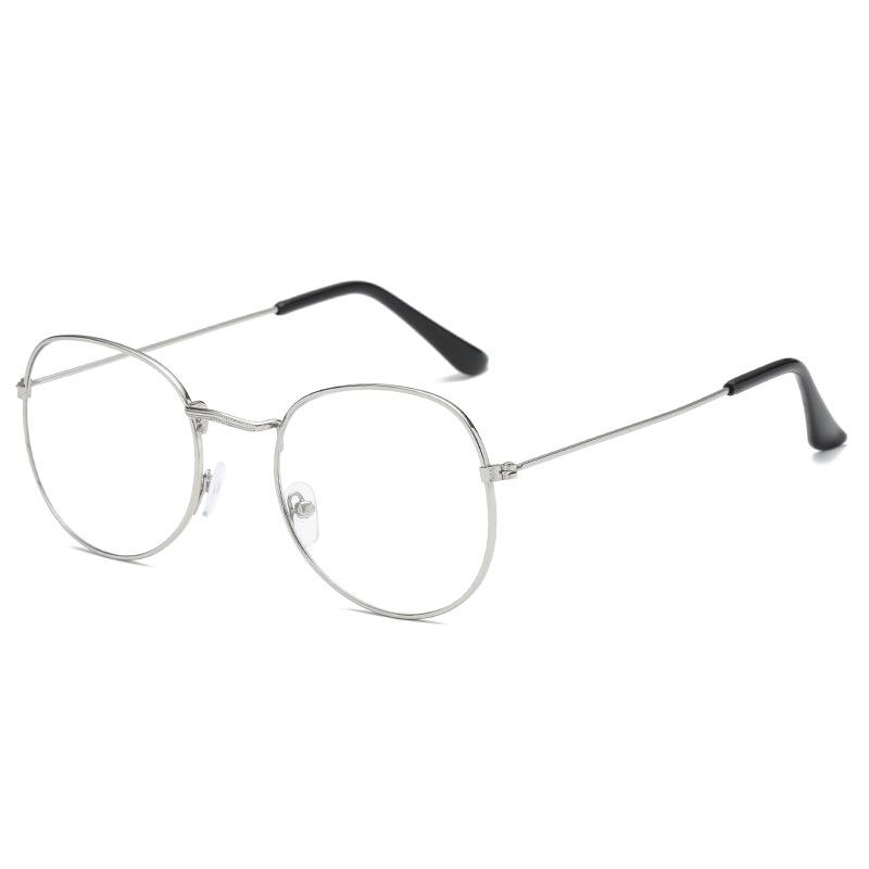 Retro Literary Slimming Face Glasses Frame Fashion Flat Lens Ultra Lens Light Metal Comfortable Versatile Geometry