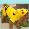 Очаровательный костюм питомца Pokemon Go с дизайном Пикачу с капюшоном для собак и кошек
