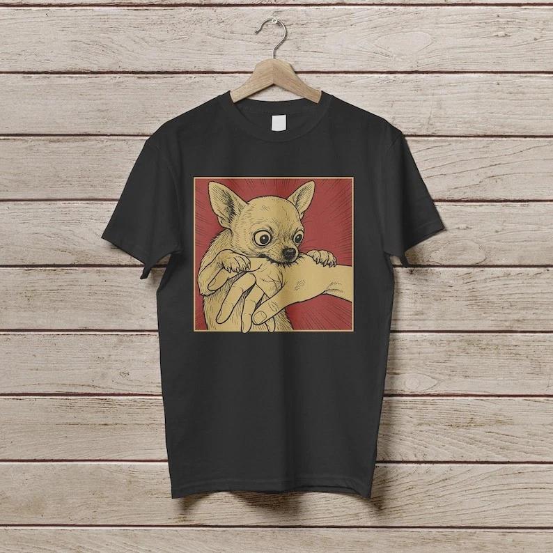 Vintage Chihuahua Dog Bite Shirt, Retro Weird Art T-Shirt