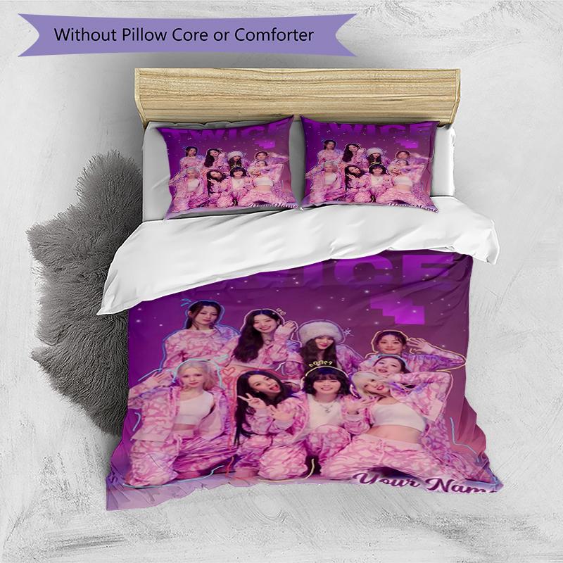 Twice Stars Custom Name Text Print 1Pc Bedding Set Duvet Cover With Two Pillowcases Soft Bed Linen For Household Bedroom