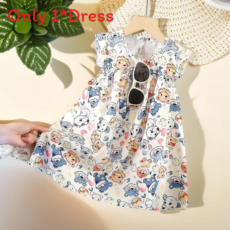 Snow Silk Girls Dress With Floral Pattern And Aline Skirt For Summer Playtime