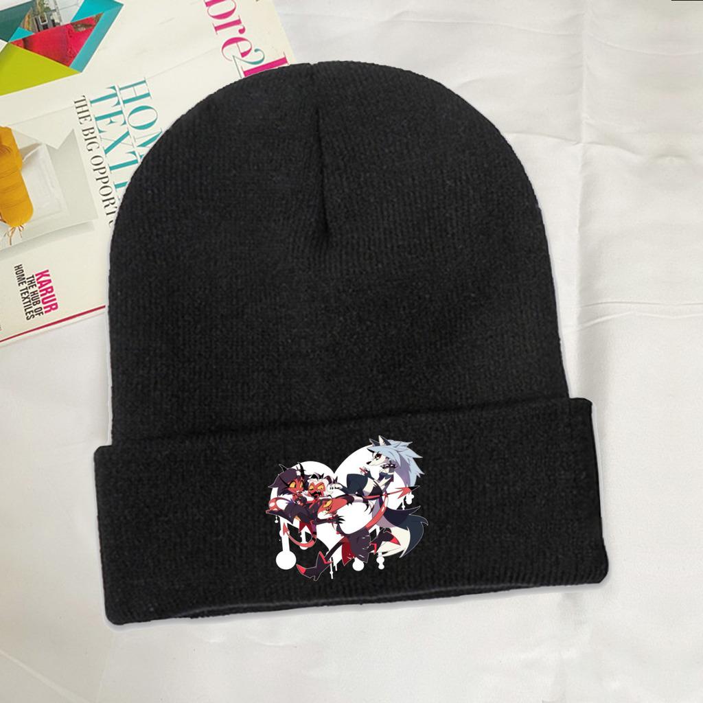 Helluva Boss Blitzo Loona Moxxie Knitted Caps for Women Unisex Skullies Beanies Autumn Winter Hats Cartoon Anime Casual Melon Cap